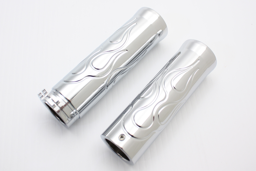 Billet Flame Style Grip Set for 1974-UP Big Twin & XL Sportster